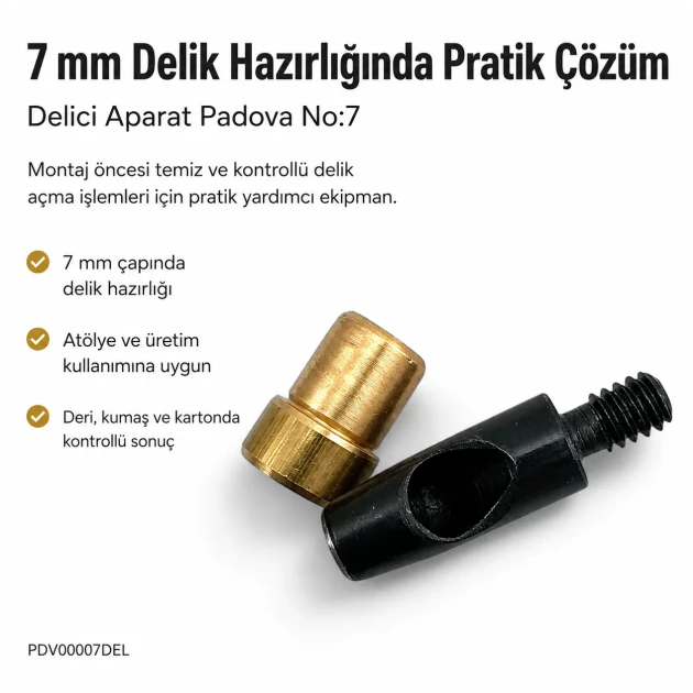 7 mm hole cutter for fabric, leather, and synthetic materials - durable steel construction for precise hole preparation