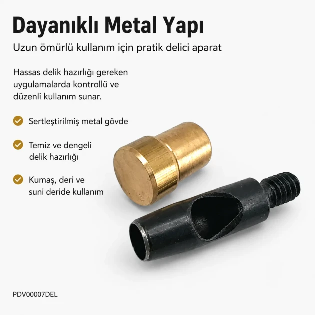 7 mm hole cutter for fabric, leather, and synthetic materials - durable steel construction for precise hole preparation
