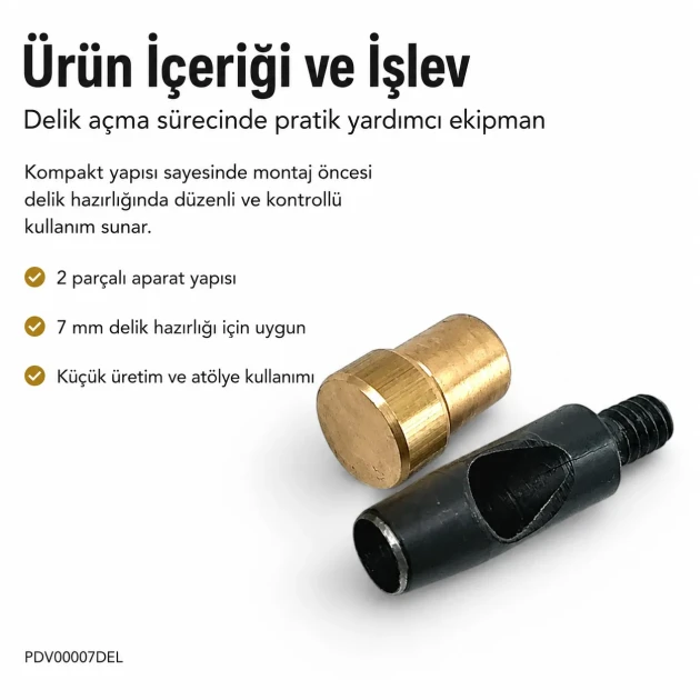 7 mm hole cutter for fabric, leather, and synthetic materials - durable steel construction for precise hole preparation
