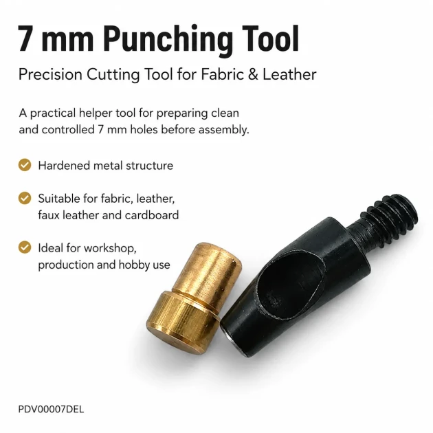7 mm hole cutter for fabric, leather, and synthetic materials - durable steel construction for precise hole preparation