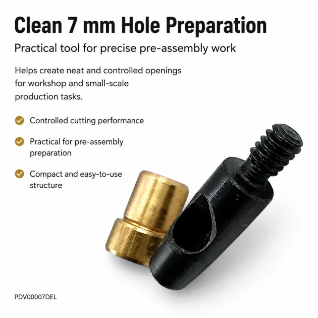 7 mm hole cutter for fabric, leather, and synthetic materials - durable steel construction for precise hole preparation