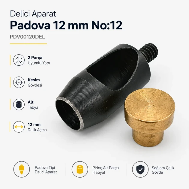 2 No / 4,5 mm İç Çap Kuşgözü Delme Kalıbı KLP00020DEL, çelik malzeme ile deri, branda ve kumaş yüzeylerde temiz delik açma