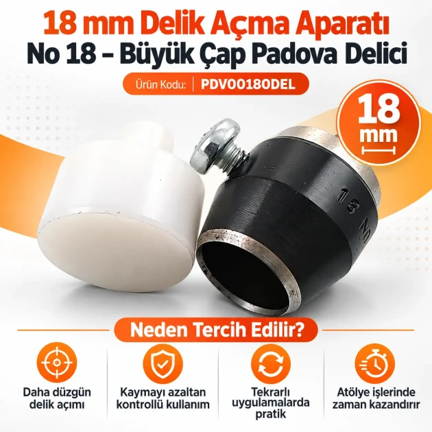 18 mm büyük çap delik açma aparatı PDV00180DEL