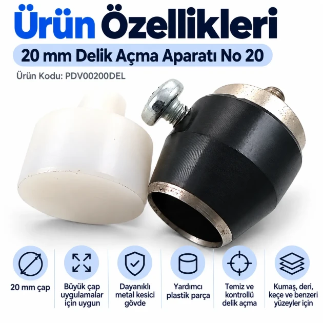 20 mm büyük çap delik açma aparatı PDV00200DEL