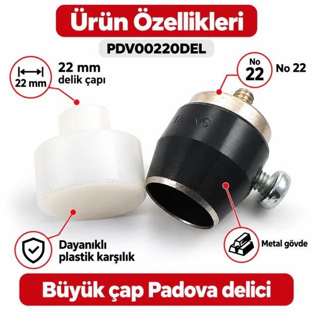 22 mm profesyonel delik açma aparatı PDV00220DEL