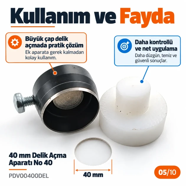 40 mm delik açma aparatı PDV00400DEL