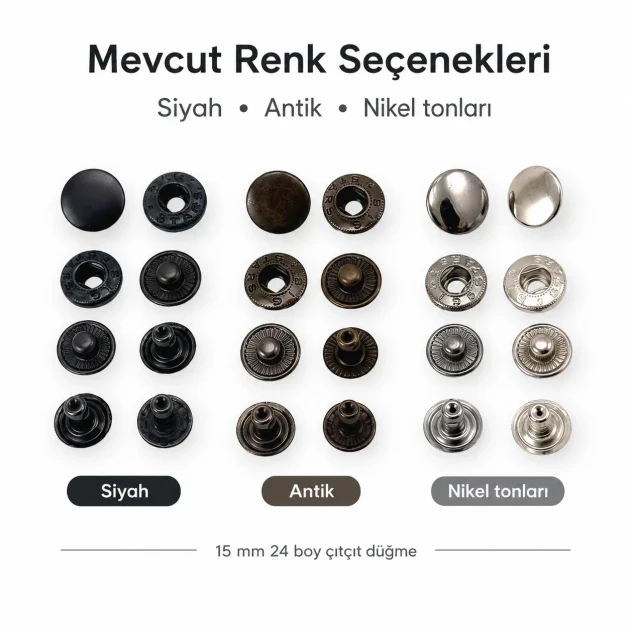 15 mm Alpha Snap Button Metal Snap Fastener for bags and garments - 144 Sets
