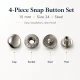 15 mm Alpha Snap Button Metal Snap Fastener for bags and garments - 144 Sets