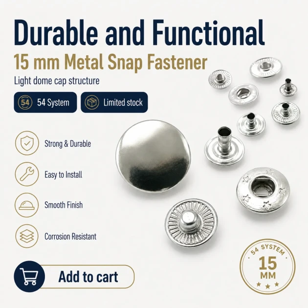 15 mm Snap Fastener Set of 4 - 144 pcs