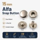 15 mm Alpha Brass Snap Button Metal Snap Fastener for Bags and Textiles