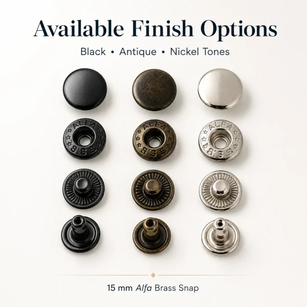 15 mm Alpha Brass Snap Button Metal Snap Fastener for Bags and Textiles