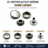 15 mm 61 System Sheet Metal Snap Button – Strong Grip Snap for Outerwear, Canvas and Bags 144 Sets / Pack C0004
