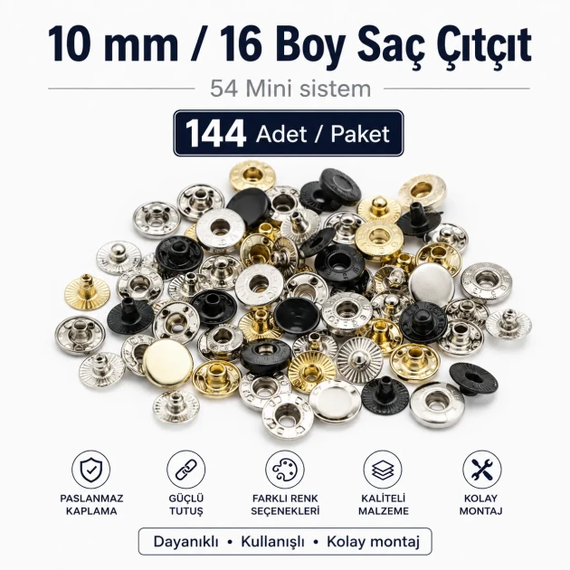 10 mm Snap Fastaners 16L / 25/64" VT2 Snap Fasteners C0006