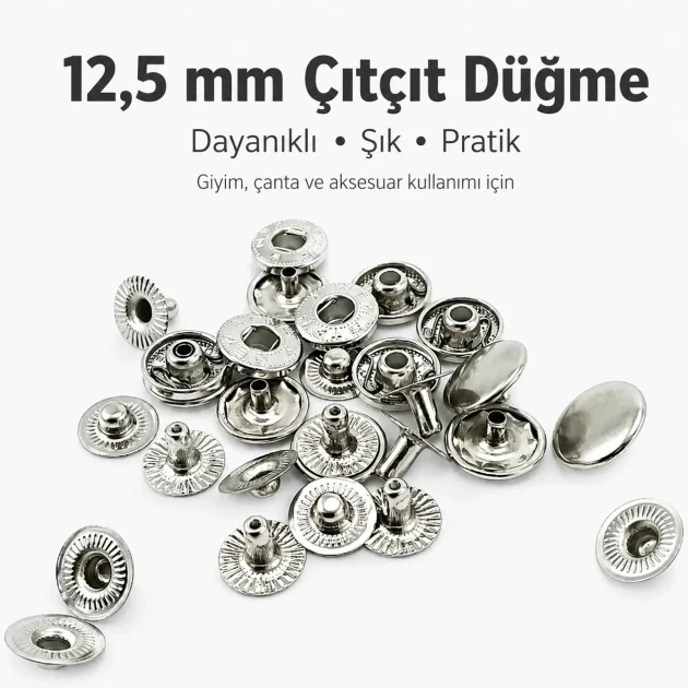 12.5 mm 54 System Sheet Metal Snap Button in a pack of 144 pieces, ideal for apparel fastening