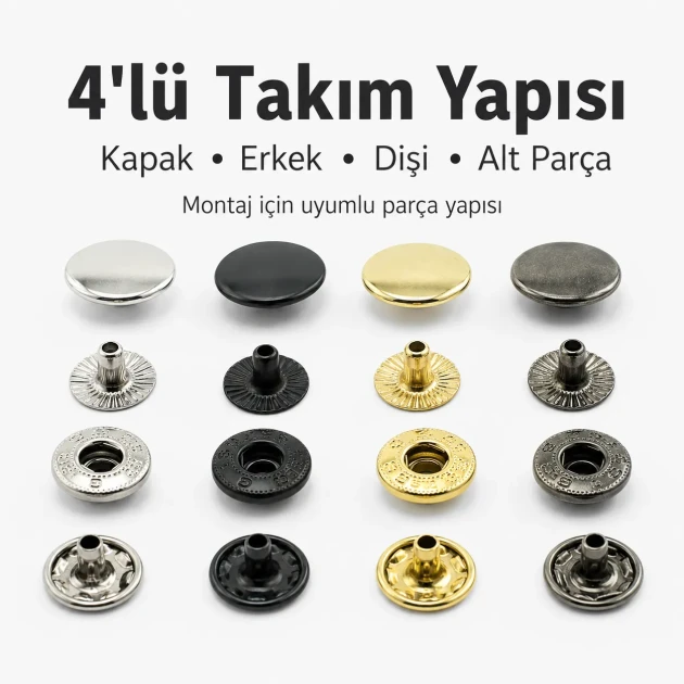 12.5 mm 54 System Sheet Metal Snap Button in a pack of 144 pieces, ideal for apparel fastening