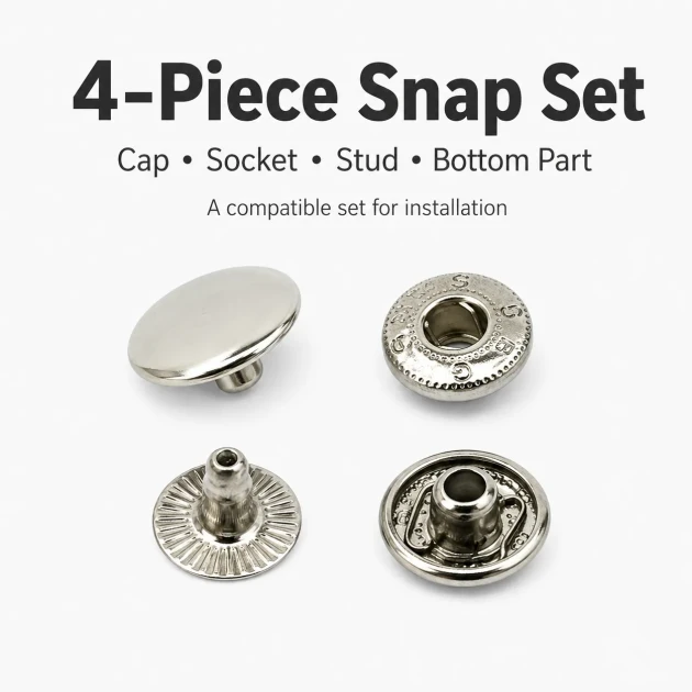 12.5 mm 54 System Sheet Metal Snap Button in a pack of 144 pieces, ideal for apparel fastening