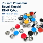 9,5 mm Paslanmaz Boyalı Kapaklı Klikıt Çıtçıt 144 Takım C0014