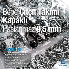 Bebe Çıt Çıt 9,5 mm Kapaklı Paslanmaz Klikıt Çıtçıt 720 Adet/Packet C0014P