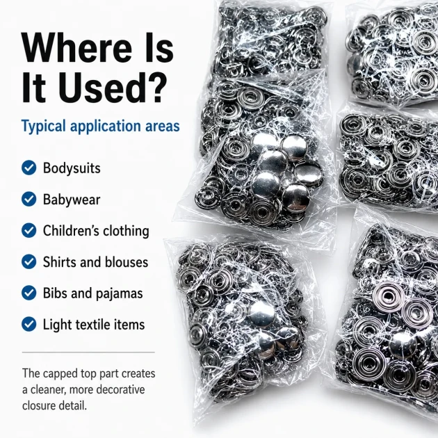 9.5 mm Baby Snap Fasteners with Prong Cap, Stainless Steel, 720 Pcs Pack