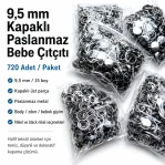 9.5 mm / 0.37 in Baby Snap Fasteners with Prong Cap Stainless Steel, 720 Pcs/Pack C0014P