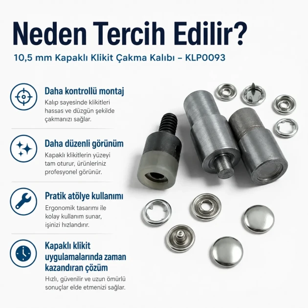 Capped Prong Snap Setting Die for 10.5 mm / 0.41 in Snap Fasteners - Ideal for baby and childrenswear, DIY projects, and