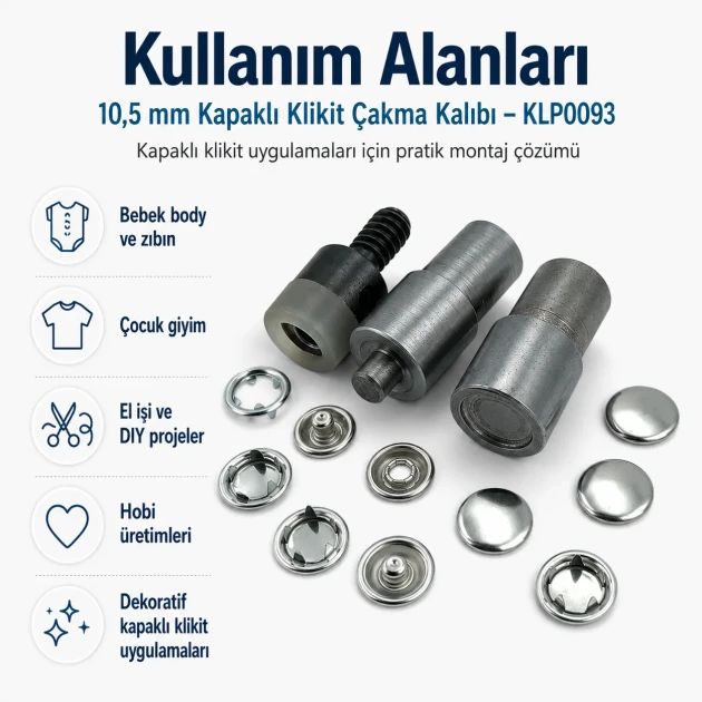 Capped Prong Snap Setting Die for 10.5 mm / 0.41 in Snap Fasteners - Ideal for baby and childrenswear, DIY projects, and