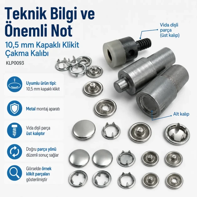 Capped Prong Snap Setting Die for 10.5 mm / 0.41 in Snap Fasteners - Ideal for baby and childrenswear, DIY projects, and