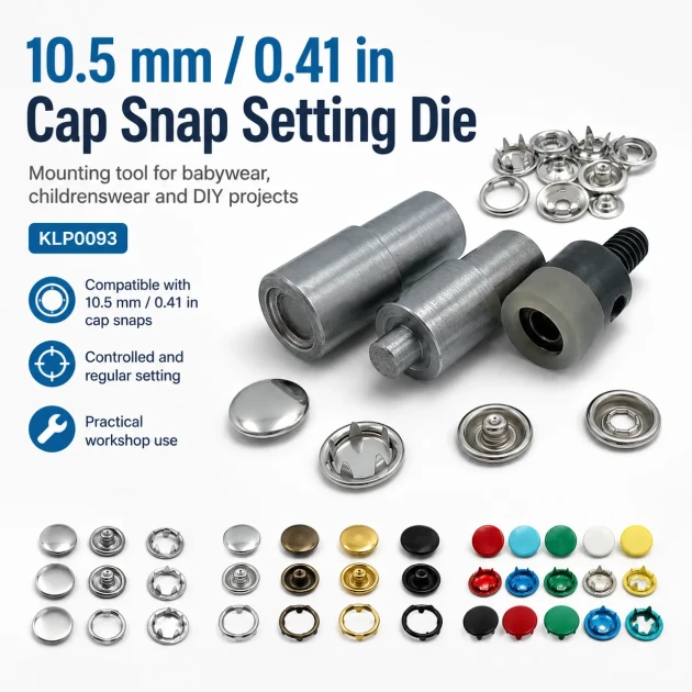 Capped Prong Snap Setting Die for 10.5 mm / 0.41 in Snap Fasteners - Ideal for baby and childrenswear, DIY projects, and