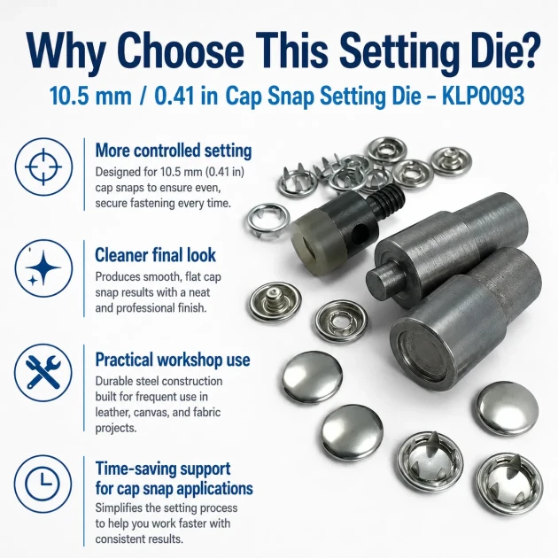 Capped Prong Snap Setting Die for 10.5 mm / 0.41 in Snap Fasteners - Ideal for baby and childrenswear, DIY projects, and