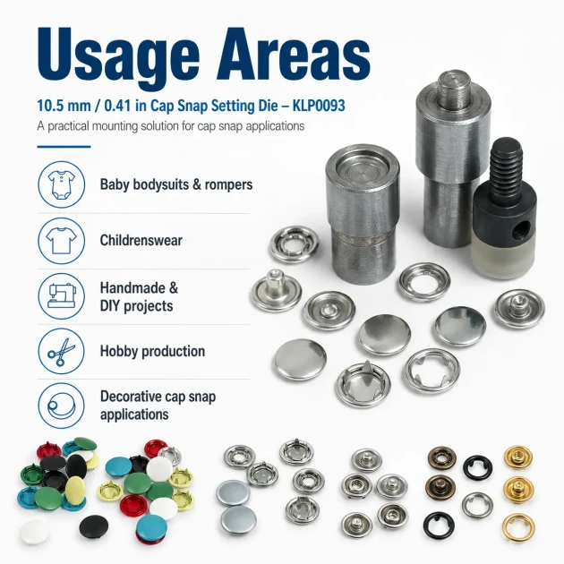 Capped Prong Snap Setting Die for 10.5 mm / 0.41 in Snap Fasteners - Ideal for baby and childrenswear, DIY projects, and