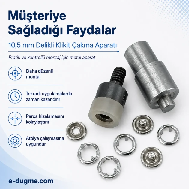 Ring-Style Prong Snap Setting Die for 10.5 mm / 0.41 in Snap Fasteners, precision tool for fabric-friendly snap installation