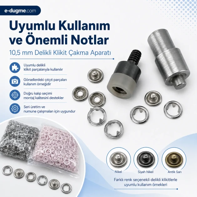 Ring-Style Prong Snap Setting Die for 10.5 mm / 0.41 in Snap Fasteners, precision tool for fabric-friendly snap installation