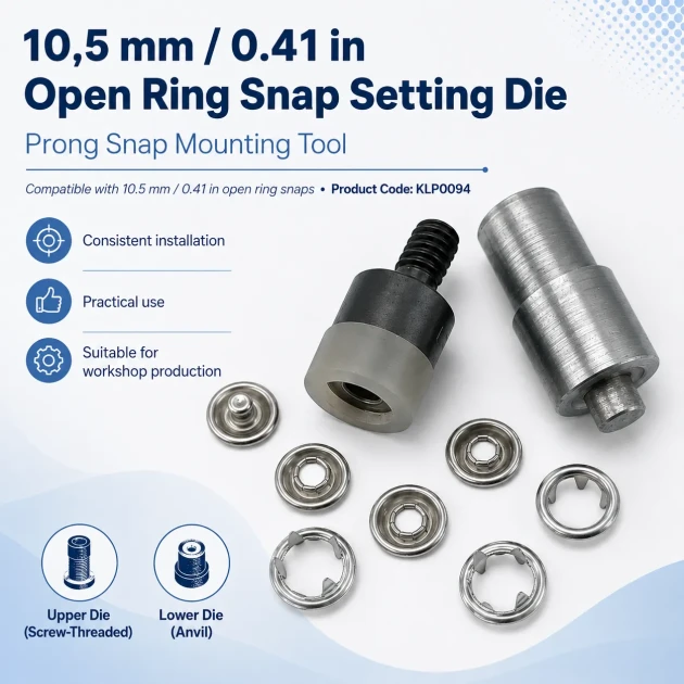 Ring-Style Prong Snap Setting Die for 10.5 mm / 0.41 in Snap Fasteners, precision tool for fabric-friendly snap installation