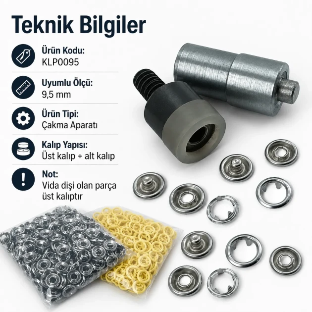 Ring-Style Prong Snap Setting Die for 9.5 mm / 0.37 in Snap Fasteners, high-precision tool for flawless snap installation