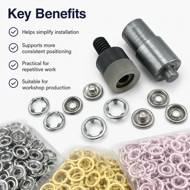 Ring-Style Prong Snap Setting Die for 9.5 mm / 0.37 in Snap Fasteners, high-precision tool for flawless snap installation
