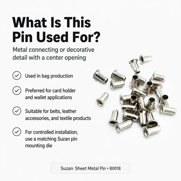 Sheet Metal Suzan Pin with 4 mm Inner Diameter and 6.5 mm Barrel Height, Pack of 1,000 Pieces