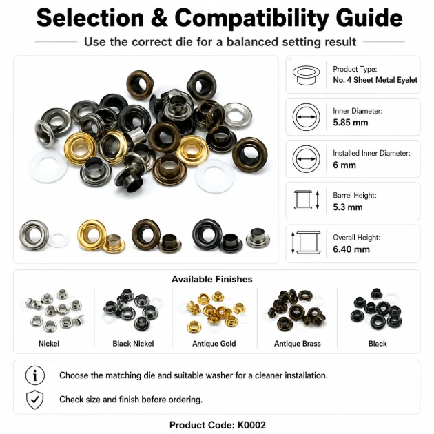4 No Saç Kuşgözü 6 mm Plastik veya Metal Pul Seçenekli 250 Adet/Paket, dayanıklı ve estetik tasarım ile çanta, ayakkabı ve
