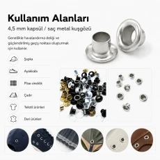 Sheet Steel Eyelet 4.5 mm / 0.177 in Inner Diameter with Plastic or Metal Washer Options 250 Pieces K0003