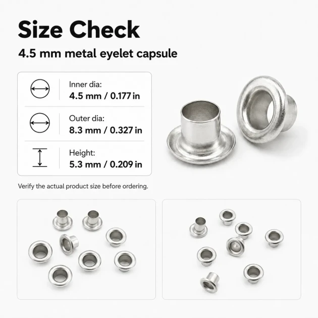 2 No Saç Kuşgözü 4,5 mm İç Çap Plastik veya Metal Pul Seçenekli 250 Adet/Paket