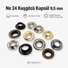 9.5 mm / 0.37 in Sheet Metal Eyelet Capsule, 250 pcs/Pack K0006