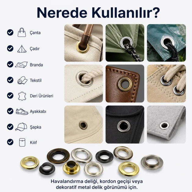9.5 mm / 0.37 in Sheet Metal Eyelet Capsule, 250 pcs/Pack - Durable metal eyelets for textile, leather, and accessory design.