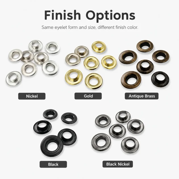 9.5 mm / 0.37 in Sheet Metal Eyelet Capsule, 250 pcs/Pack - Durable metal eyelets for textile, leather, and accessory design.
