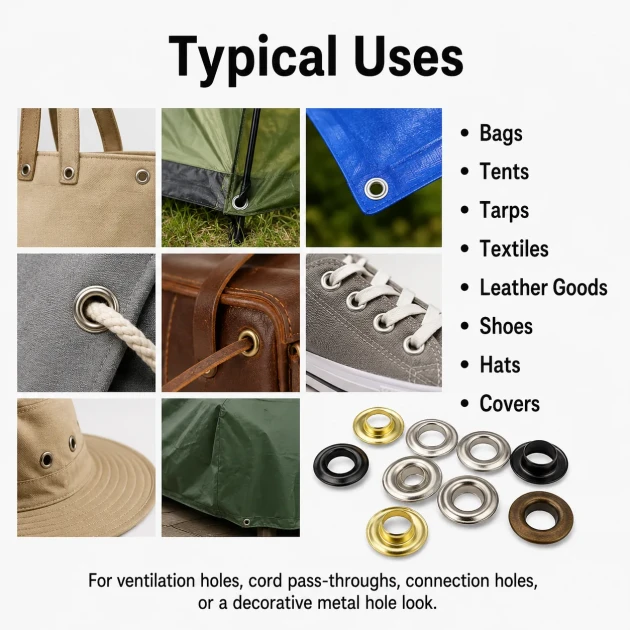 9.5 mm / 0.37 in Sheet Metal Eyelet Capsule, 250 pcs/Pack - Durable metal eyelets for textile, leather, and accessory design.