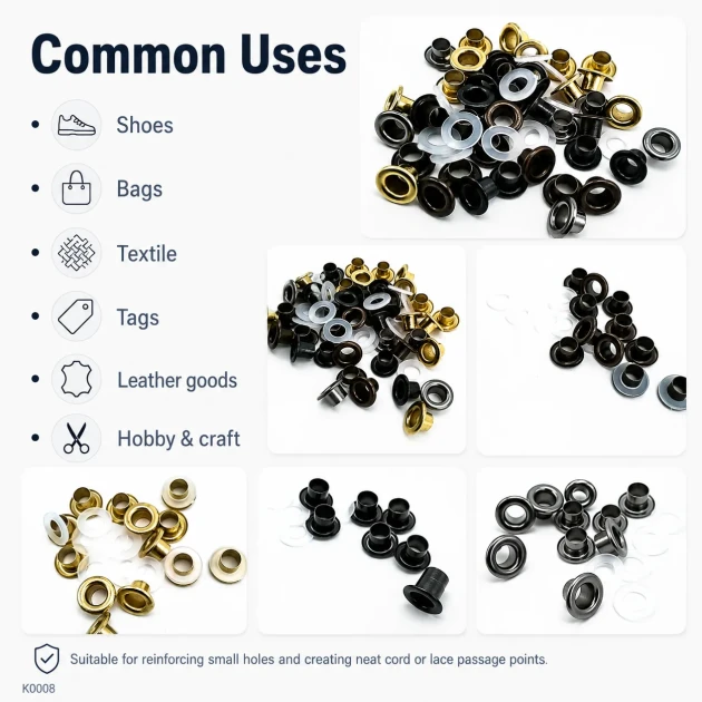 Sheet Metal Eyelet 5.3 mm / 0.209 in Inner Diameter with Washer Options Pack of 250 K0008