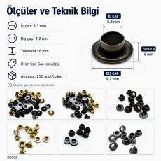 Sheet Metal Eyelet 5.3 mm / 0.209 in Inner Diameter with Washer Options Pack of 250 K0008