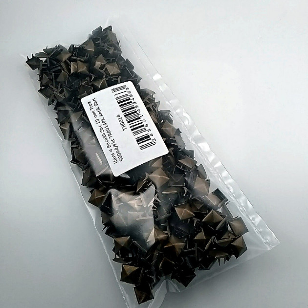 Metal Trok Antique Yellow 10 mm Four Legged Pyramid Patterned Prong Stud (500 pcs / Package) TR0014PKA