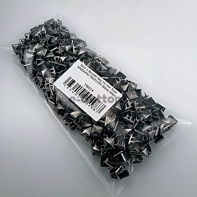 Metal Trok 10 mm Black Nickel Prong Stud Four Legged Pyramid Patterned (500 pcs / Package) TR0014PKB