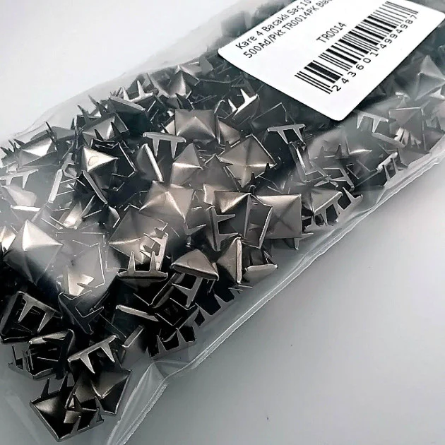 Metal Trok 10 mm Black Nickel Prong Stud Four Legged Pyramid Patterned (500 pcs / Package) TR0014PKB