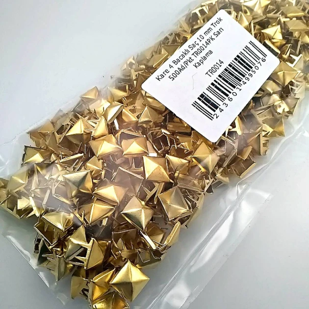Pyramid Patterned Yellow Metal Trok 10 mm Prong Stud Four Legged (500 pcs / Package) TR0014PKS