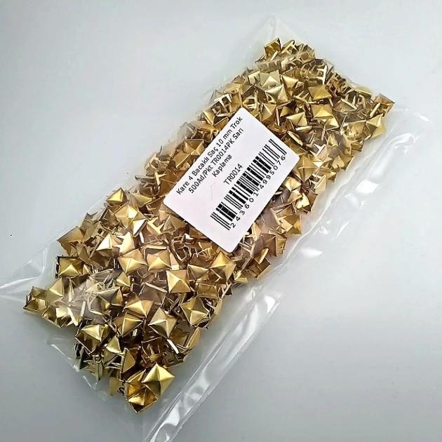 Pyramid Patterned Yellow Metal Trok 10 mm Prong Stud Four Legged (500 pcs / Package) TR0014PKS